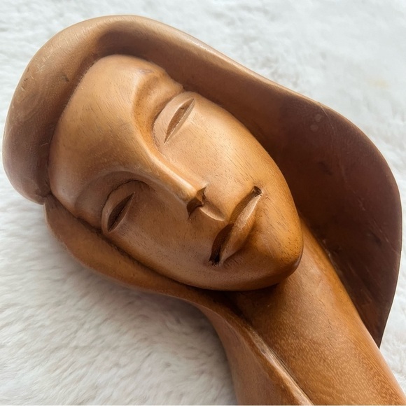 MCM Vintage Wooden Woman Sculpture - Picture 4 of 12